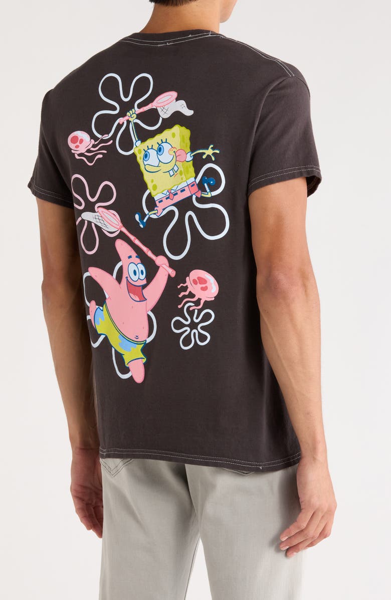 Ripple Junction SpongeBob Jellyfish Fields Graphic T-Shirt, Alternate, color, Pigment Dye Black