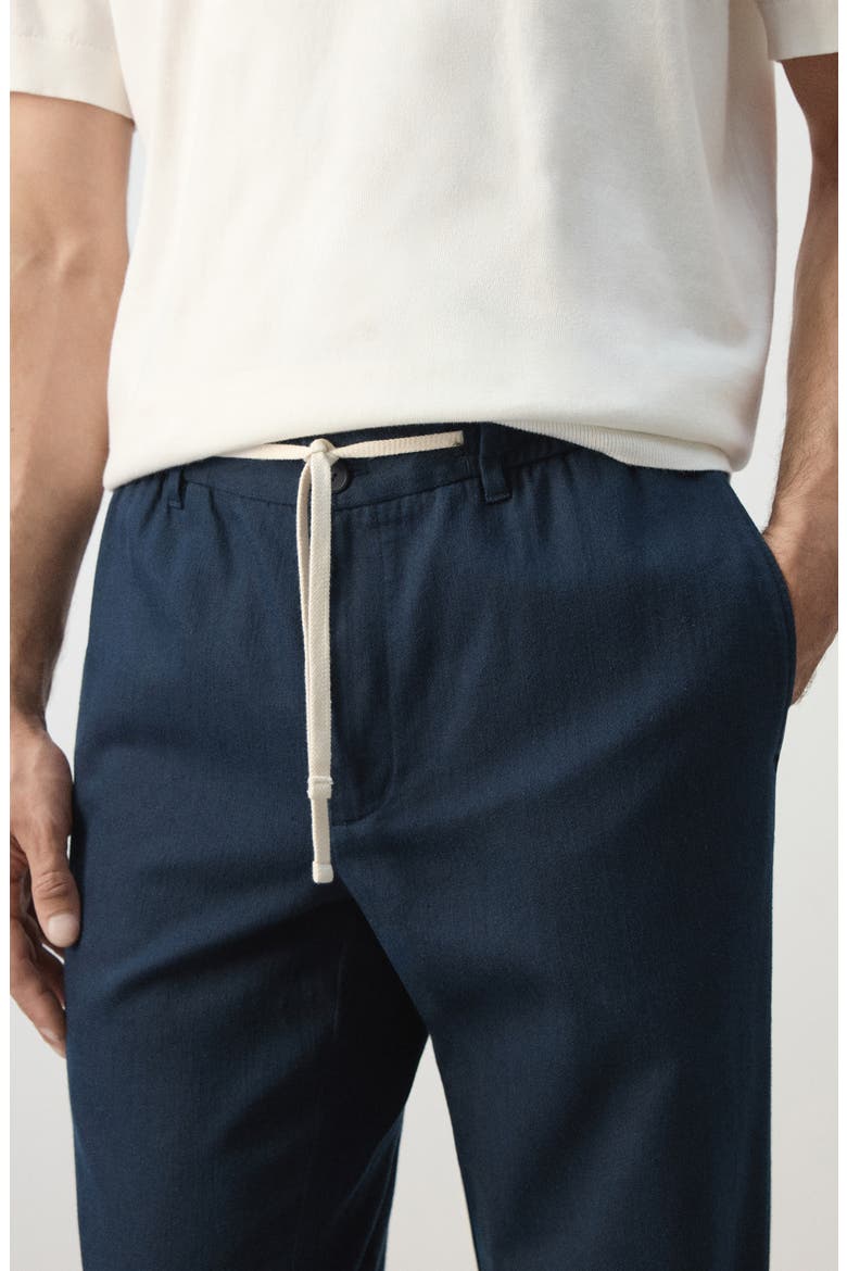 Relaxed Fit Cotton & Linen Pants, Alternate, color, NAVY
