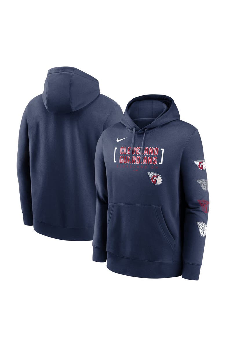 Nike Men's Nike Navy Cleveland Guardians Club Stack Pullover Hoodie, Main, color, 