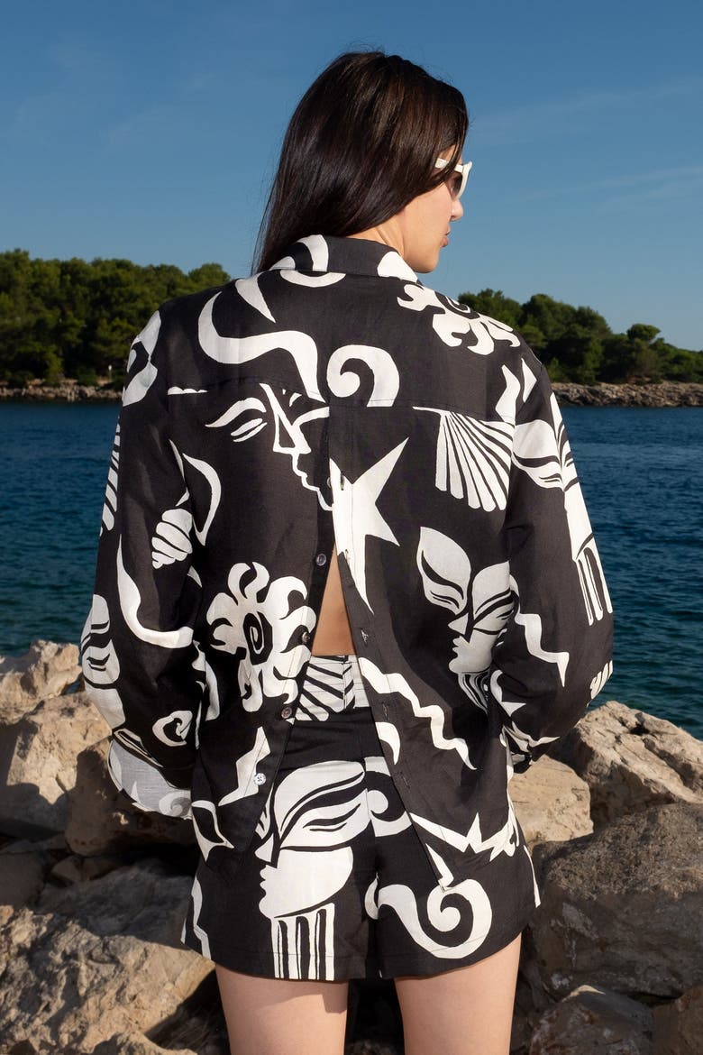 Zanaya Print Button-up Shirt, Alternate, color, Thalassa