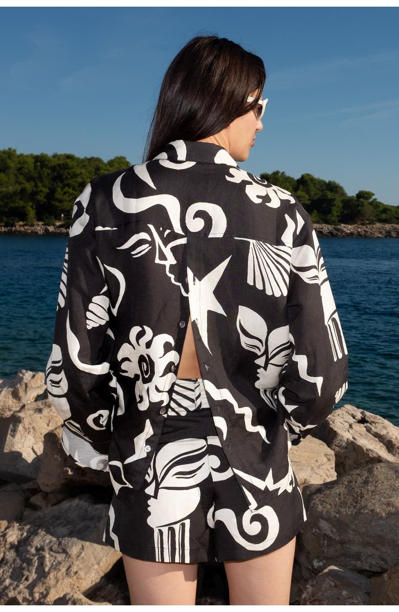 Untitled in Motion Zanaya Print Button-up Shirt, Alternate, color, Thalassa