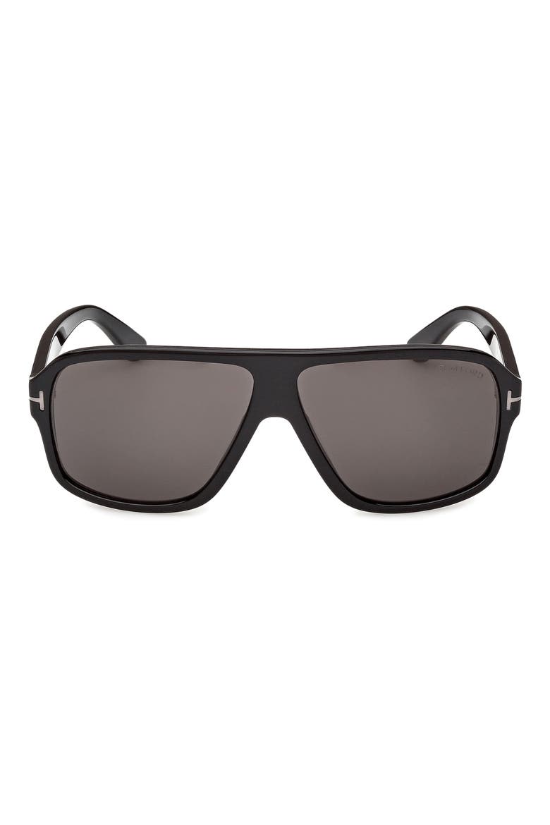 William 0-2 63mm Oversize Navigator Sunglasses, Main, color, SHINY BLACK NOIR / SMOKE