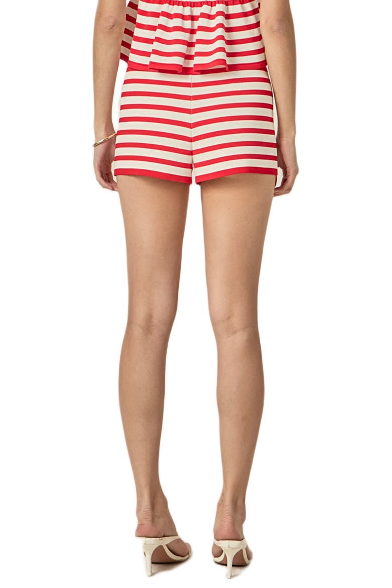 Stripe Knit Shorts, Alternate, color, WHITE/ RED