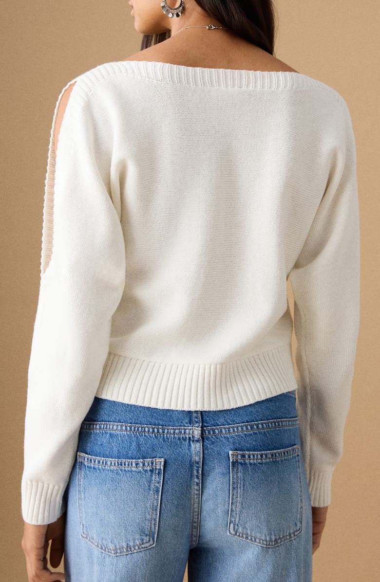 MANGO TEEN Cutout Sweater, Alternate, color, White