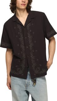 Lucky Brand Embroidered Paisley Camp Shirt