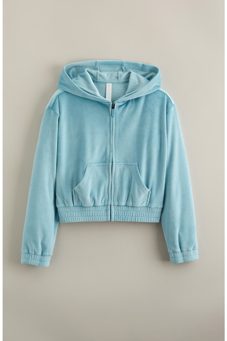 Kids' Cosmos Velour Zip Hoodie, Main, color, TEAL SICILY