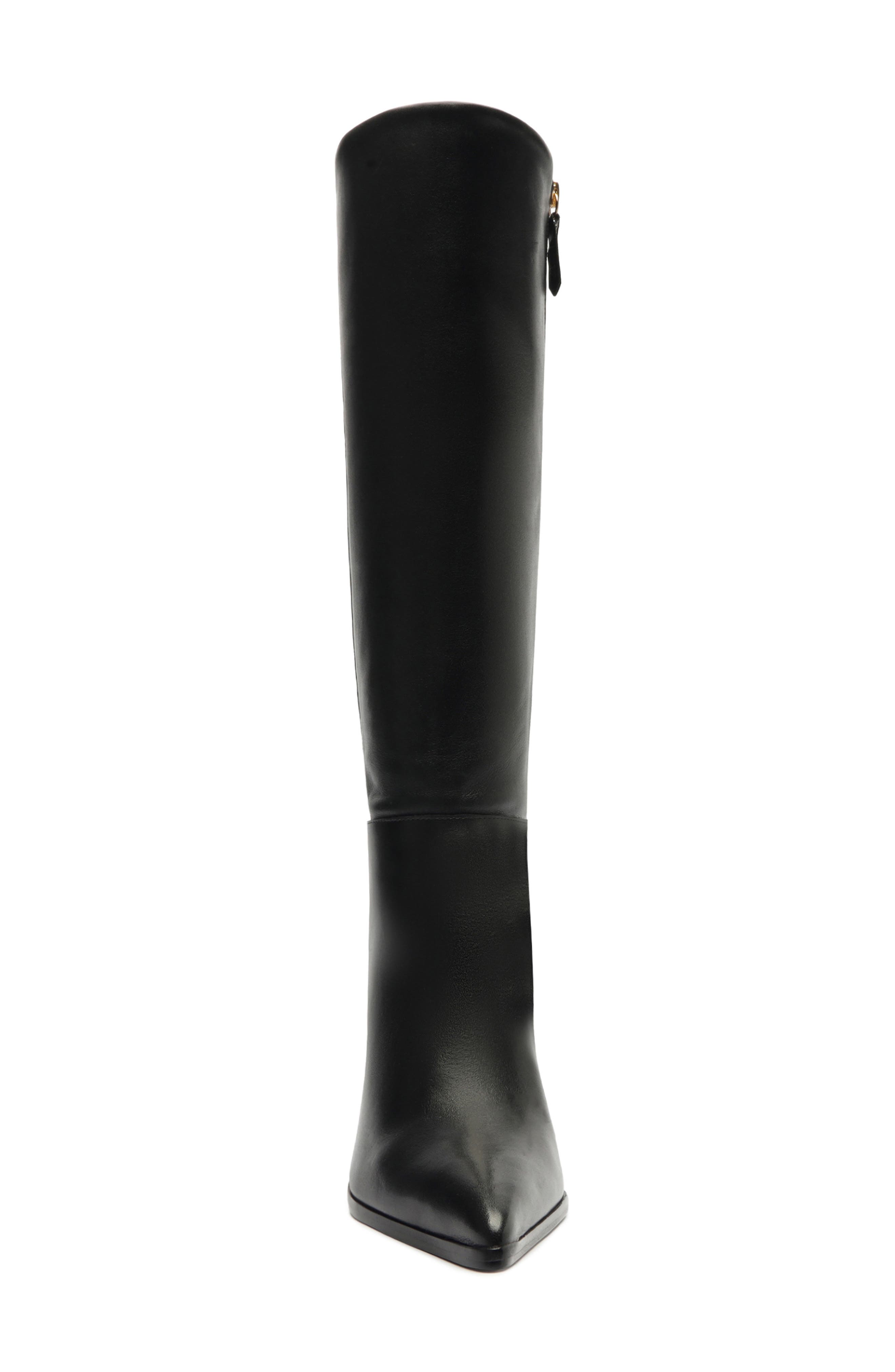 Schutz Mikki Up Block Pointed Toe Knee High Boot, Alternate, color, Black