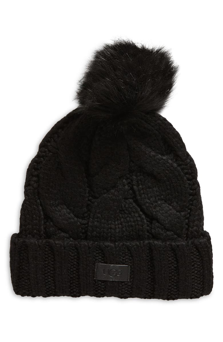 UGG<sup>®</sup> Cable Knit Pom Beanie, Main, color, 