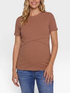 MOTHERHOOD MATERNITY Crew Neck Cross Over Nursing Short Sleeve Top