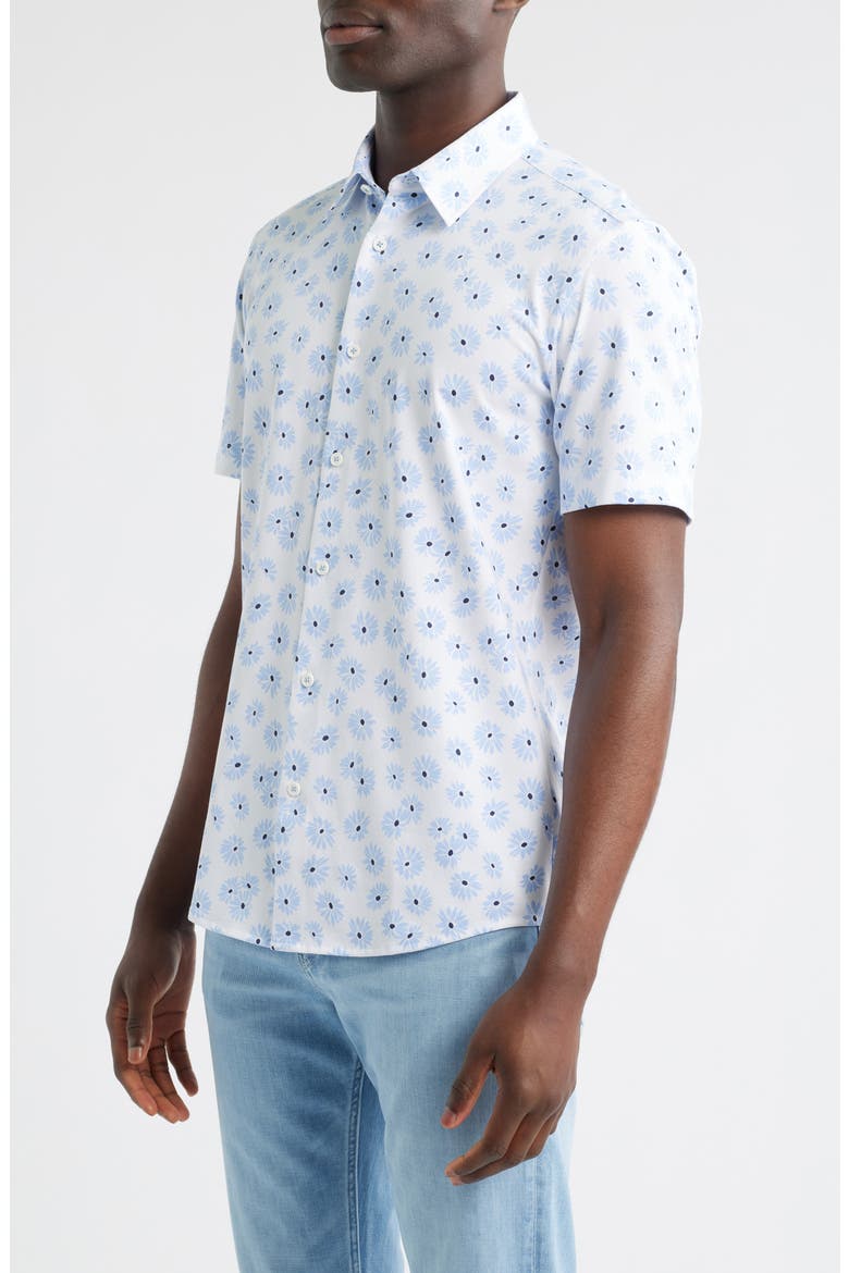 Roan Ken Floral Short Sleeve Button-Up Shirt, Alternate, color, LIGHT BLUE