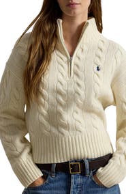 Polo Ralph Lauren Cable Wool & Cashmere Half-Zip Sweater