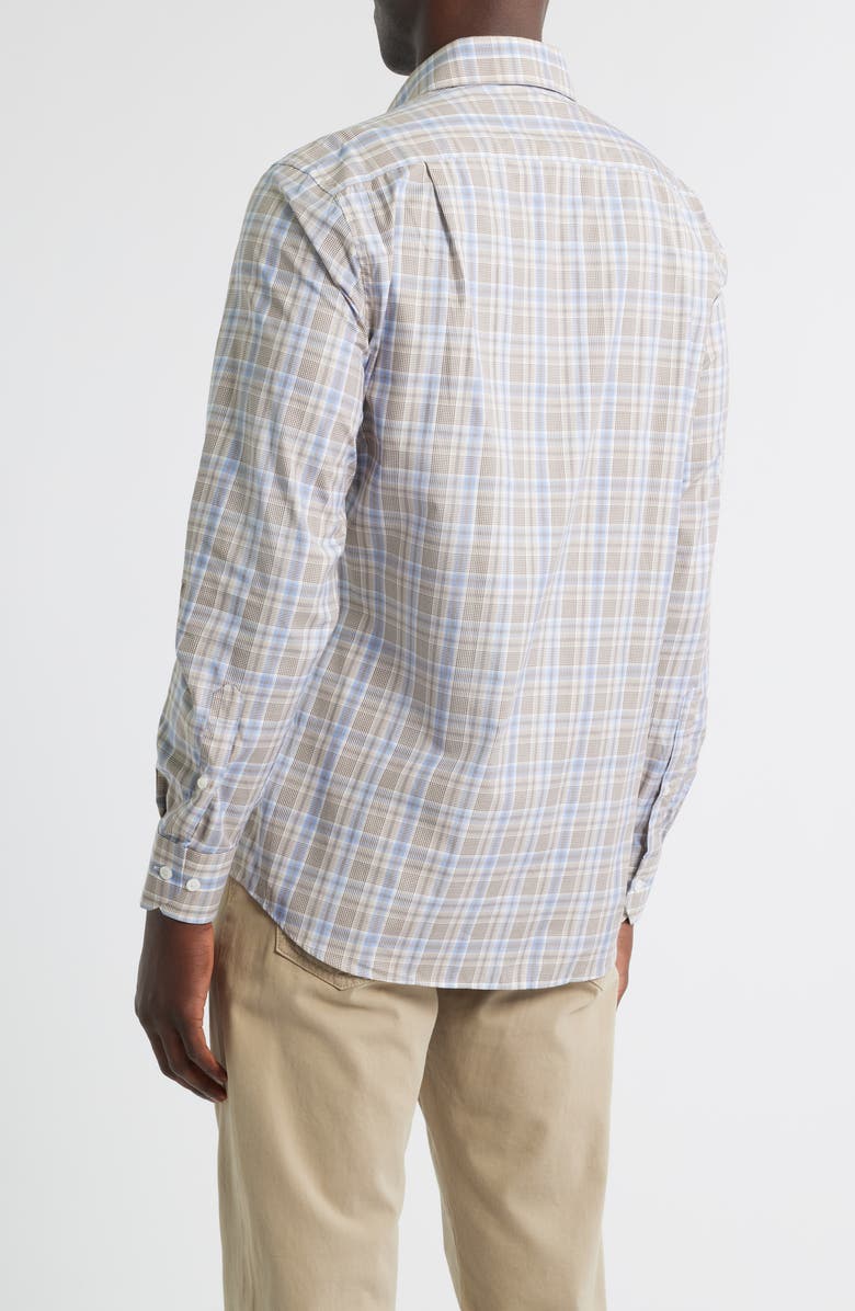 Scott Barber Canclini Regular Fit Plaid Cotton Poplin Button-Up Shirt, Alternate, color, Khaki
