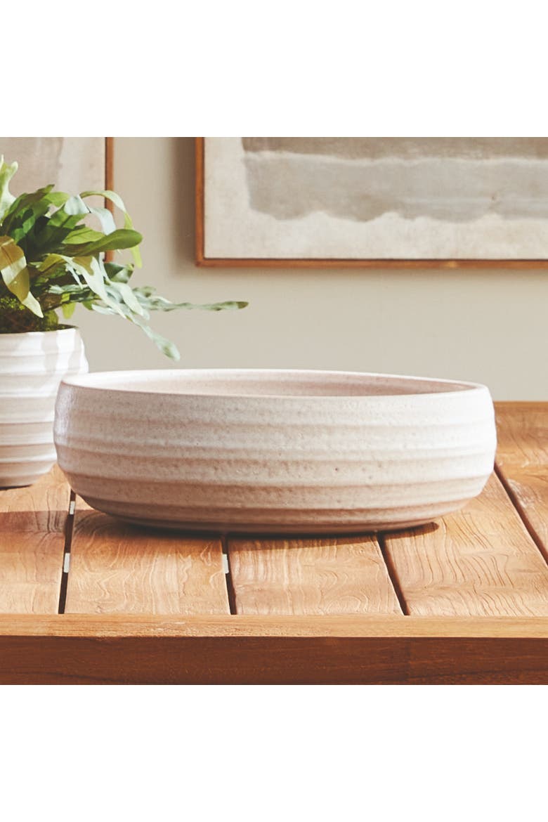 5" x 16" Chryssa Ceramic Matte Decorative Bowl Centerpiece for All Seasons, Alternate, color, White