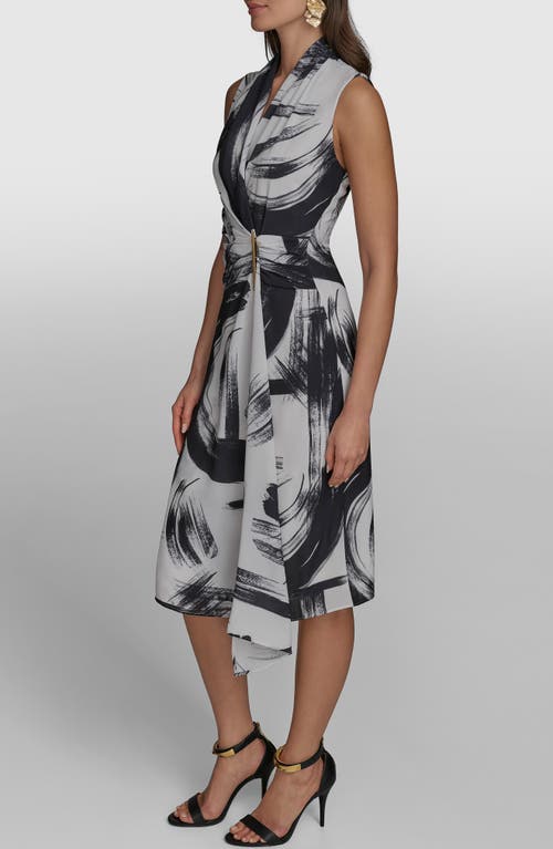Donna Karan Print Sleeveless Dress In Black/pristine