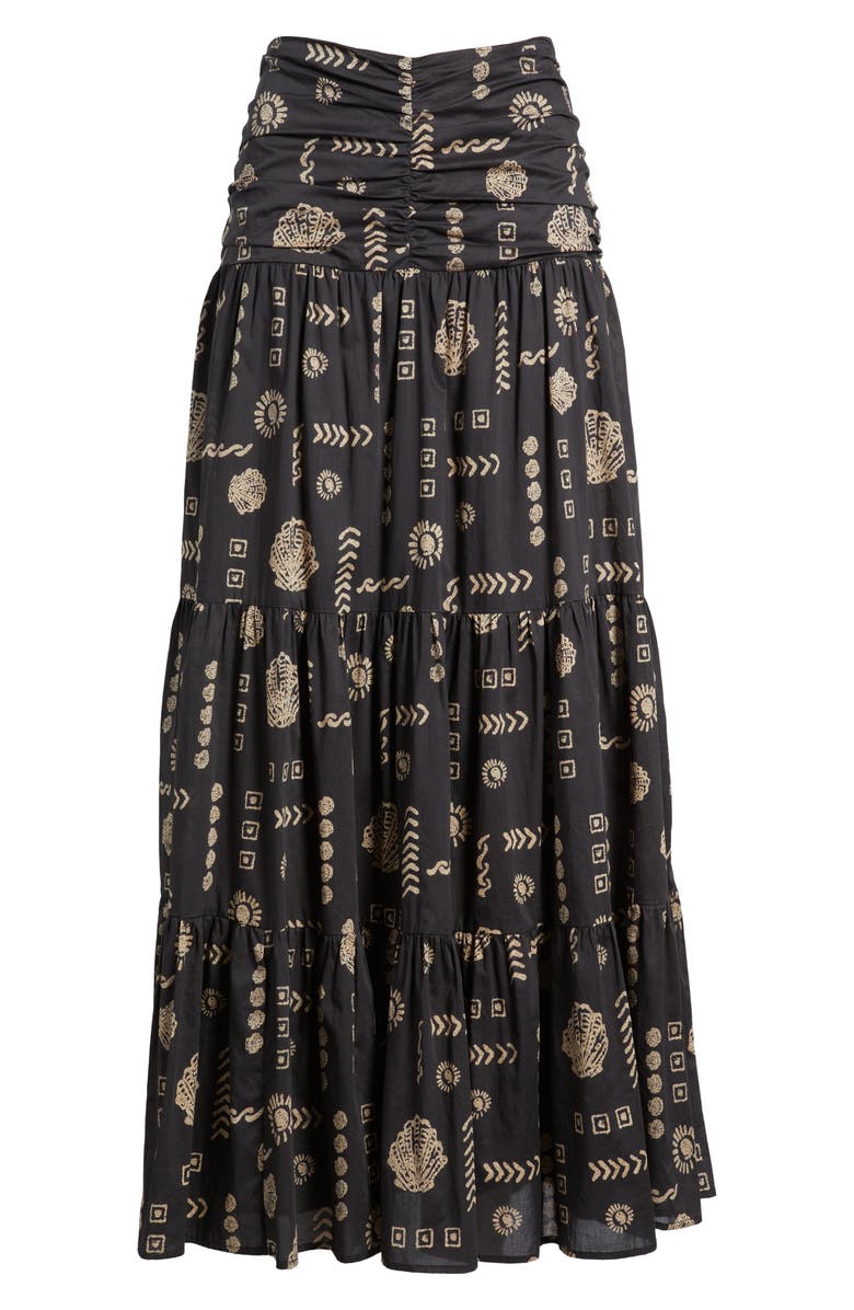 Rails Agatha Floral Tiered Cotton Maxi Skirt, Alternate, color, Beach Shells