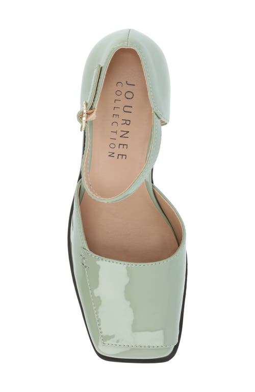 Shop Journee Collection Evangeline Block Heel Pump In Green Patent