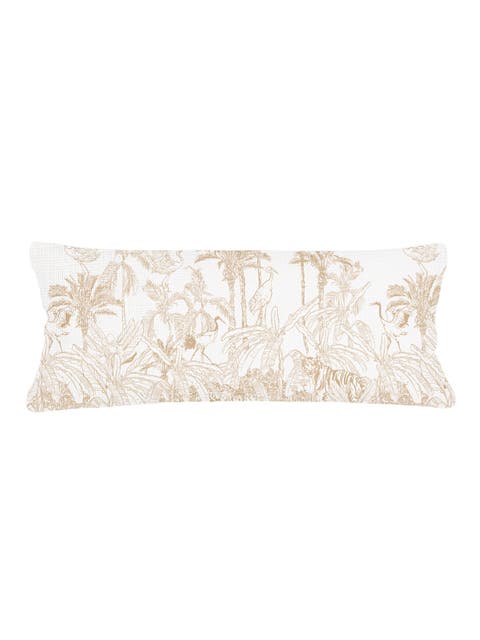 Wildlife Toile Linen Pillow with Down Insert