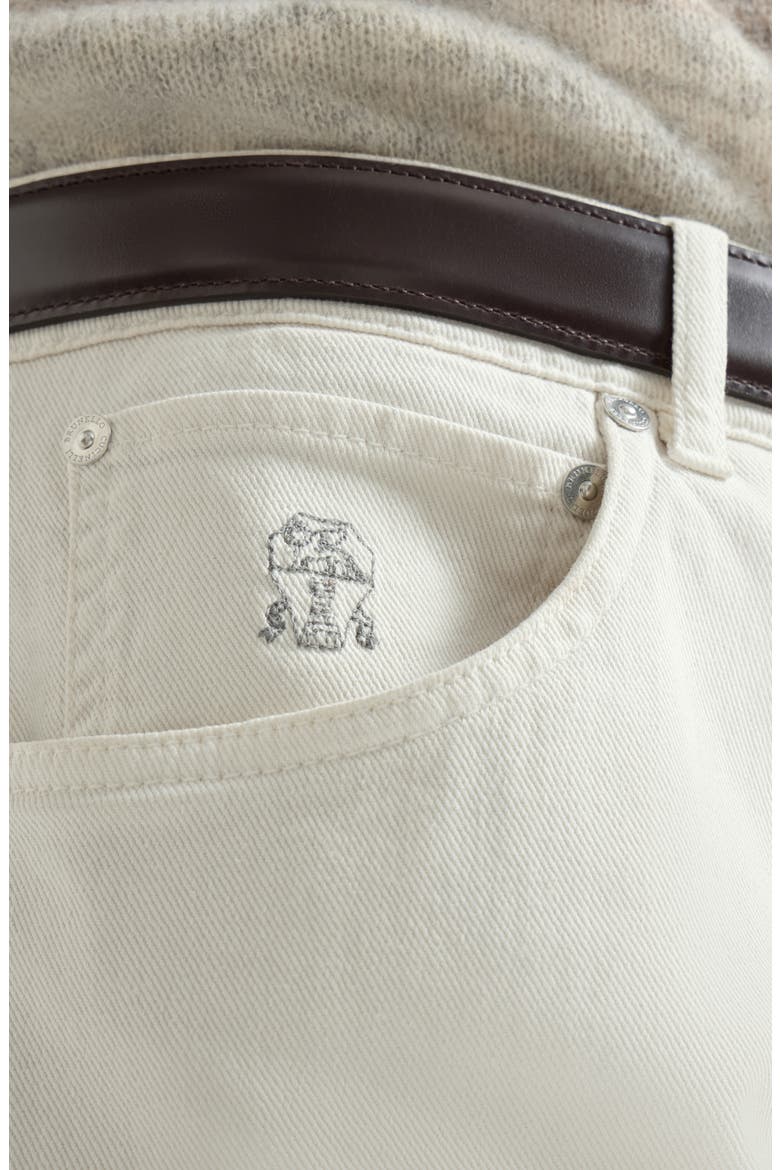 Garment-dyed comfort denim five-pocket trousers, Alternate, color, White