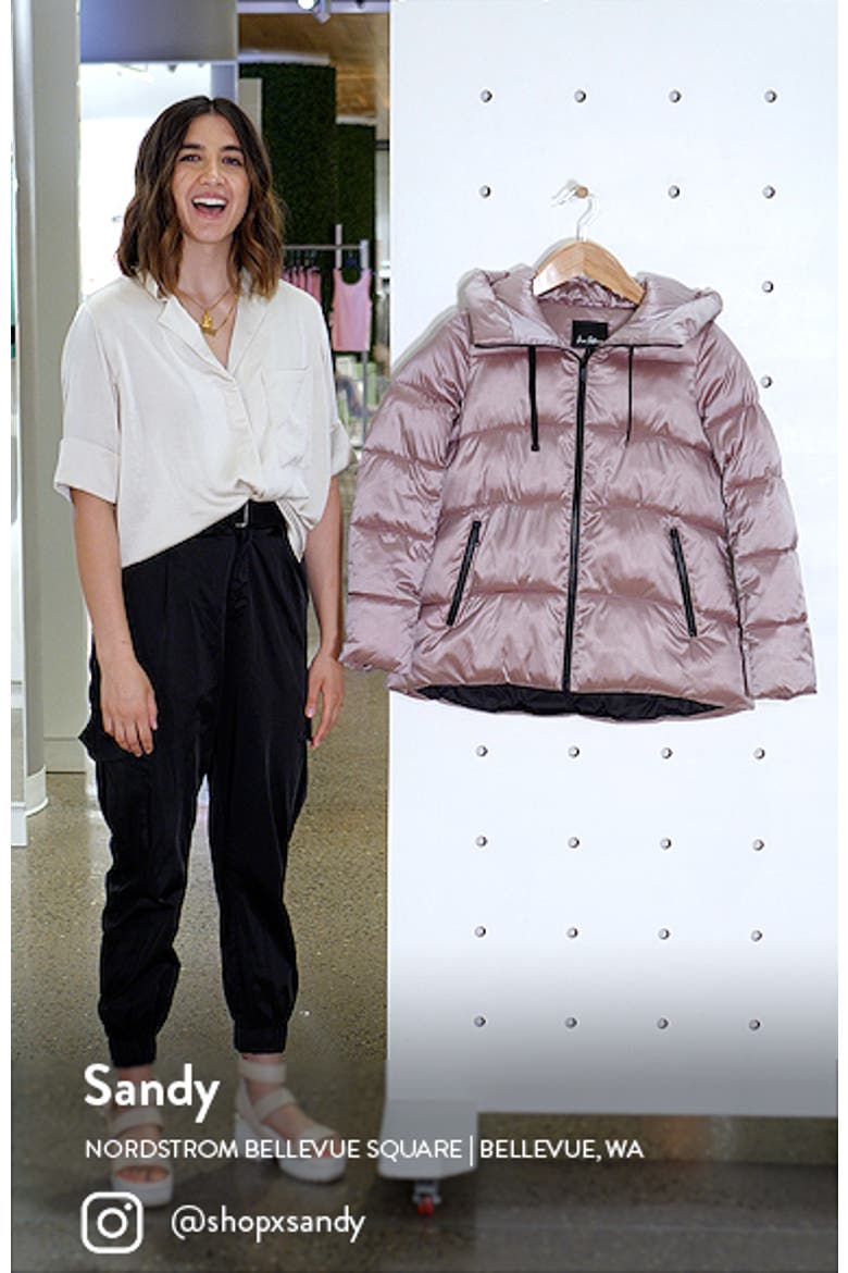 Iridescent Water Repellent Hooded Puffer Jacket video