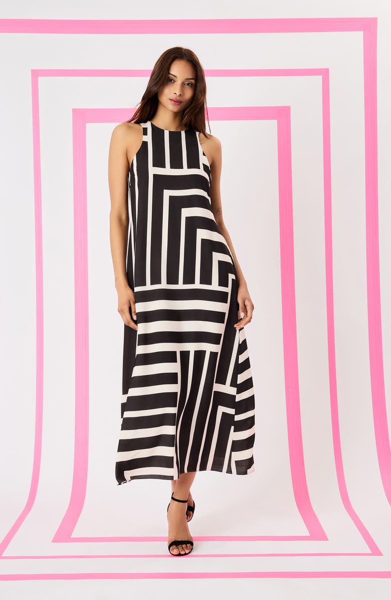 Donna Morgan Stripe Maxi Dress, Alternate, color, Cream/ Black