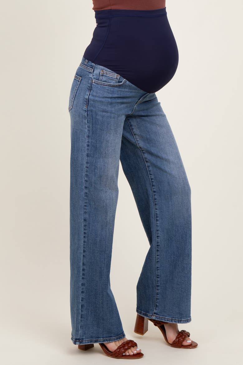 Classic Wash Wide Leg Maternity Jeans, Alternate, color, Blue