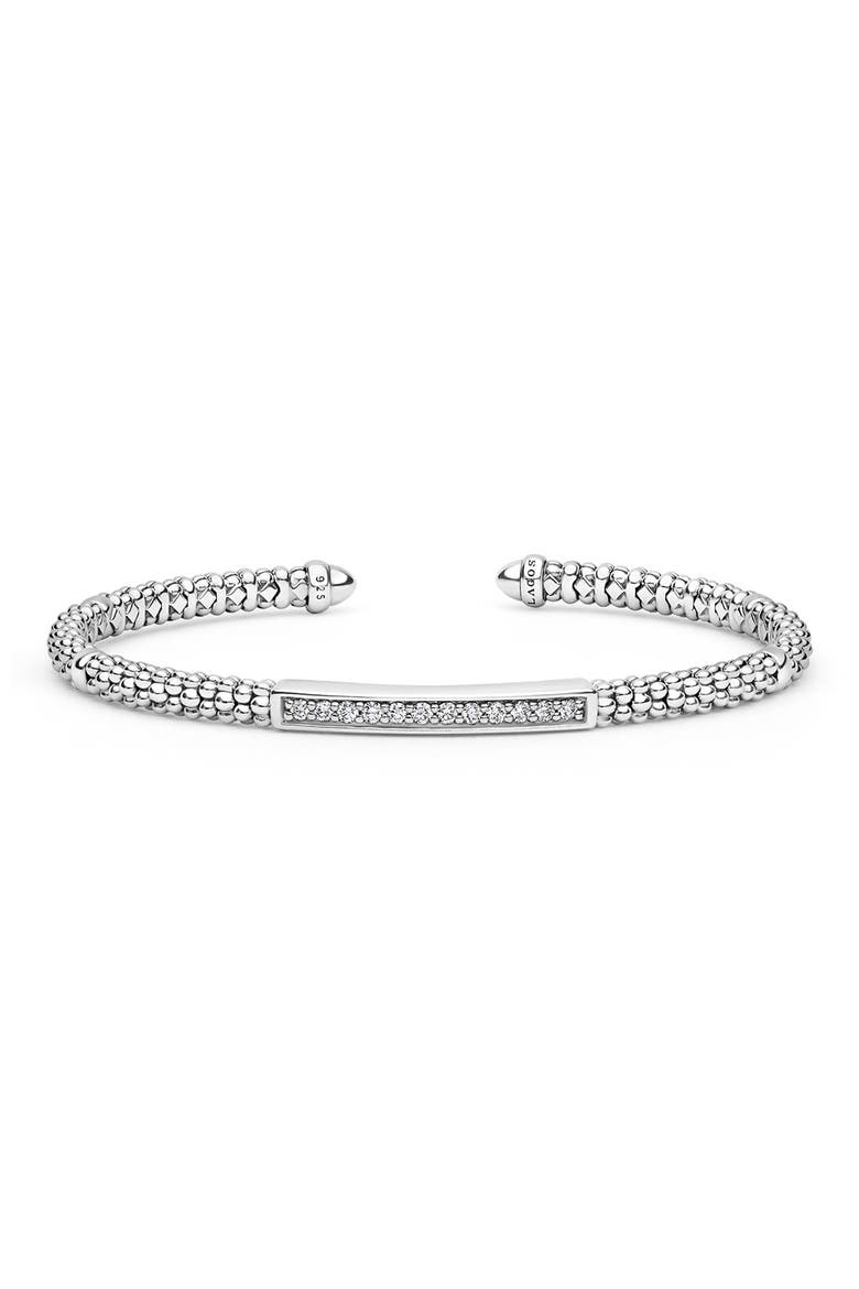 Caviar Spark Diamond Cuff, Main, color, STERLING SILVER