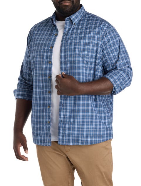 Big & Tall Easy-Care Small Plaid Sport Shirt