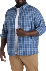 Harbor Bay by DXL Big & Tall Easy-Care Small Plaid Sport Shirt