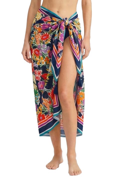 Melanie Border Print Pareo Cover-Up