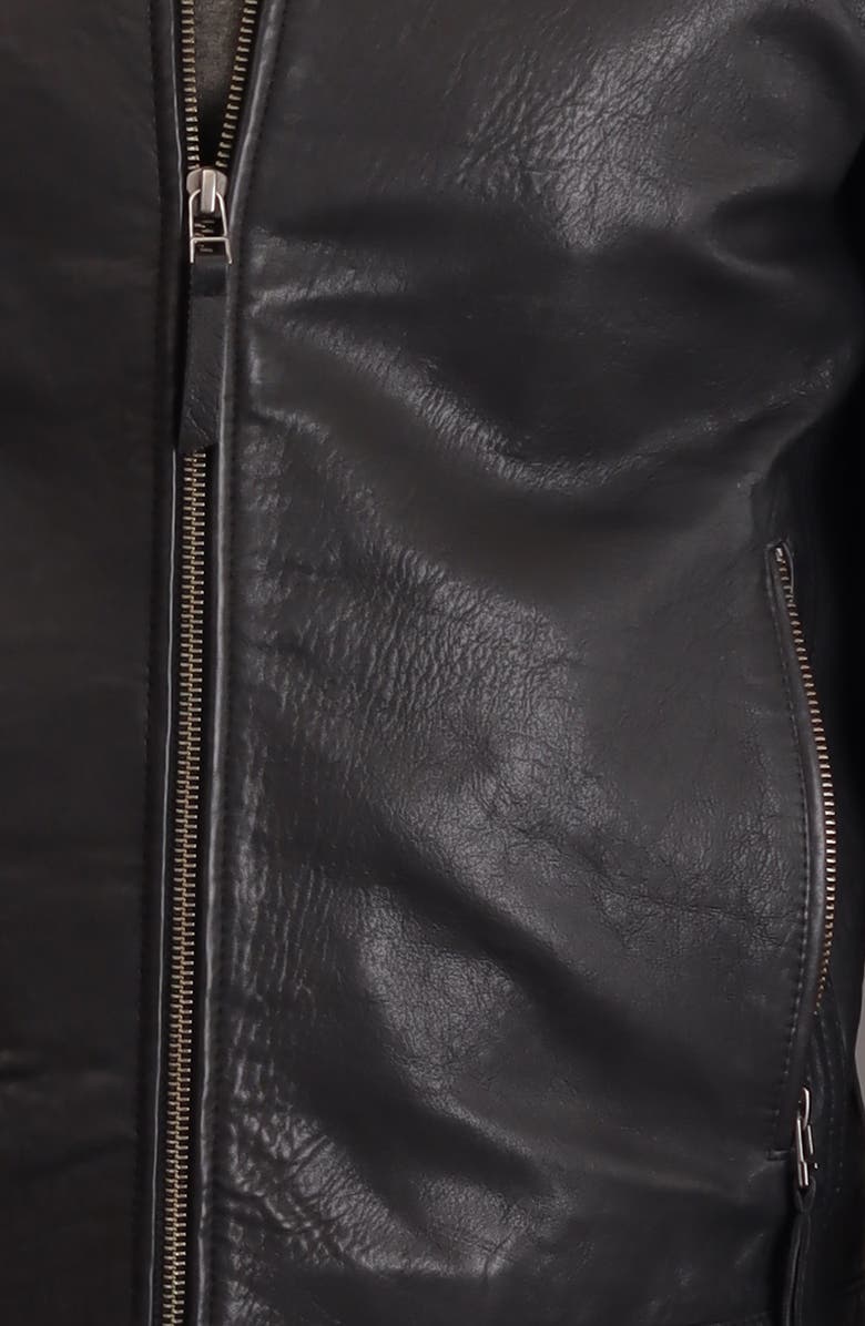 Bagatelle Textured Leather Racer Jacket, Alternate, color, Black