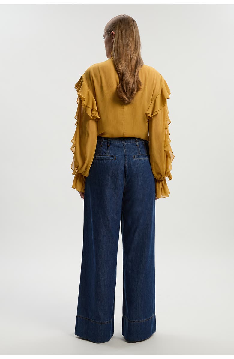 Karen Millen Denim Wide Legged Pants, Alternate, color, Mid Blue