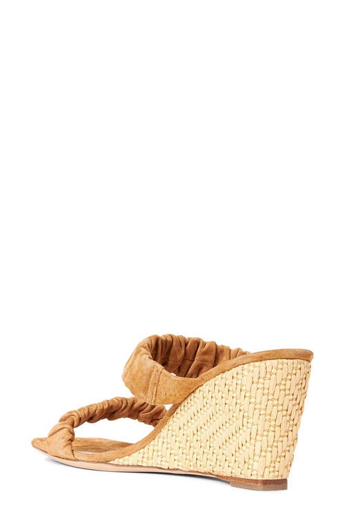 Staud Frankie Ruched Wedge Sandal In Cashew Natural