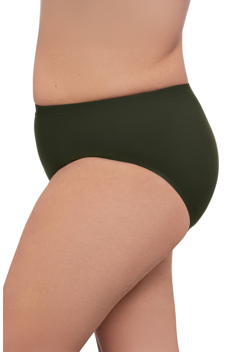 Plus Size Mid Rise Tummy Control Swim Brief, Alternate, color, Malachite