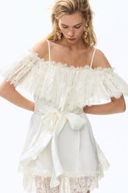 H&M Lace-trimmed satin dress