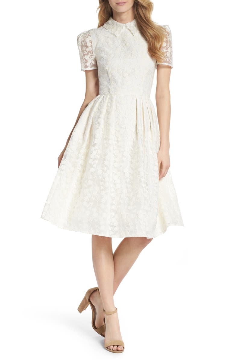 Gal Meets Glam Collection Amelia Embroidered Fit & Flare Dress, Main, color,
