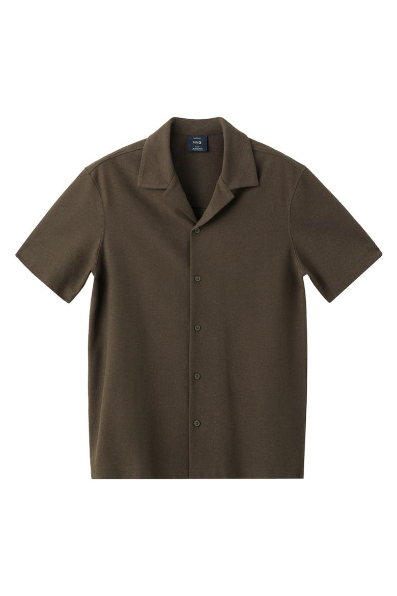 Regular Fit Short Sleeve Textured Button-Up Shirt, Alternate, color, BROWN