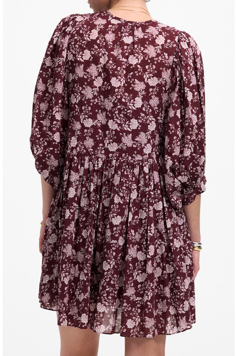 Floral Split Neck Puff Sleeve Minidress, Alternate, color, OLIVIA FLORAL DARK FIG