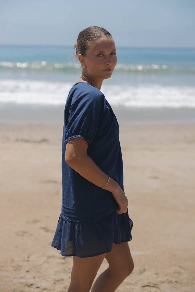 Verano Beach Cover-up with Buttons, Alternate, color, Navy