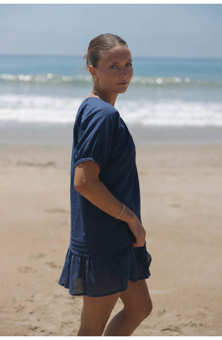 SITANO Verano Beach Cover-up with Buttons, Alternate, color, Navy