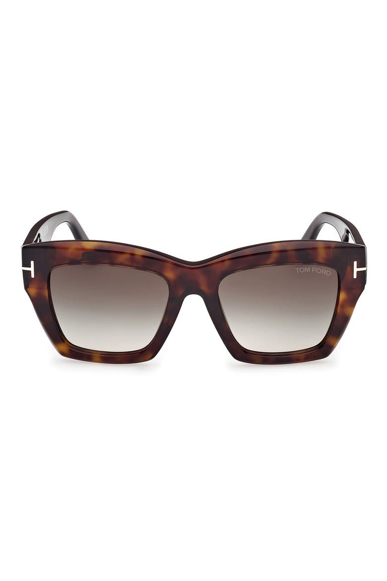 Luna 52mm Gradient Butterfly Sunglasses, Main, color, DARK HAVANA ECO / T LOGO