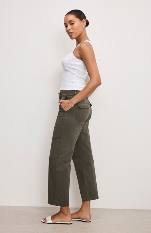 Shop Good American Crop Twill Cargo Pants In Fatigue001