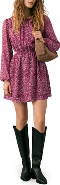 MANGO TEEN Paisley Cutout Long Sleeve Dress