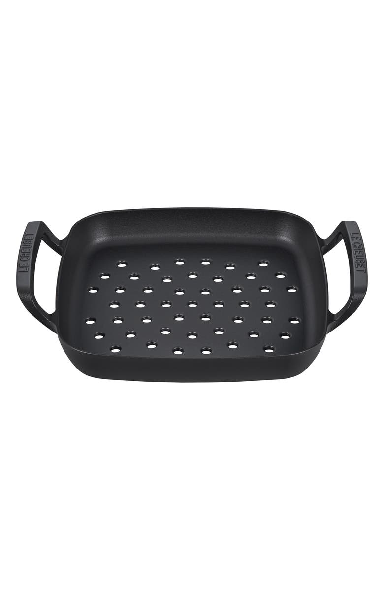 Le Creuset Alpine Cast Iron Square Grill Basket, Main, color, Matte Black