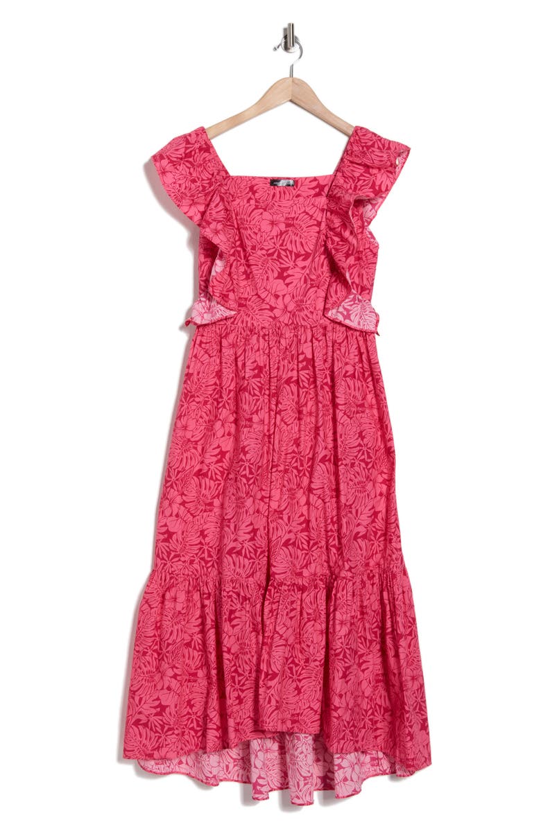 AREA STARS Hibiscus Ruffle Midi Dress, Alternate, color, Pink
