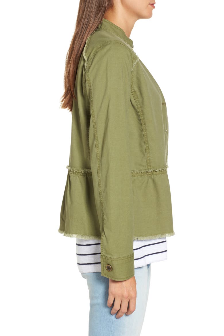 Twill Peplum Jacket, Alternate, color, OLIVE