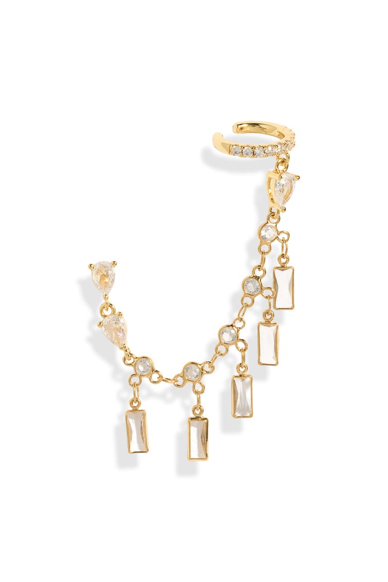 Rhiannon Cubic Zirconia Ear Cuff, Main, color, GOLD