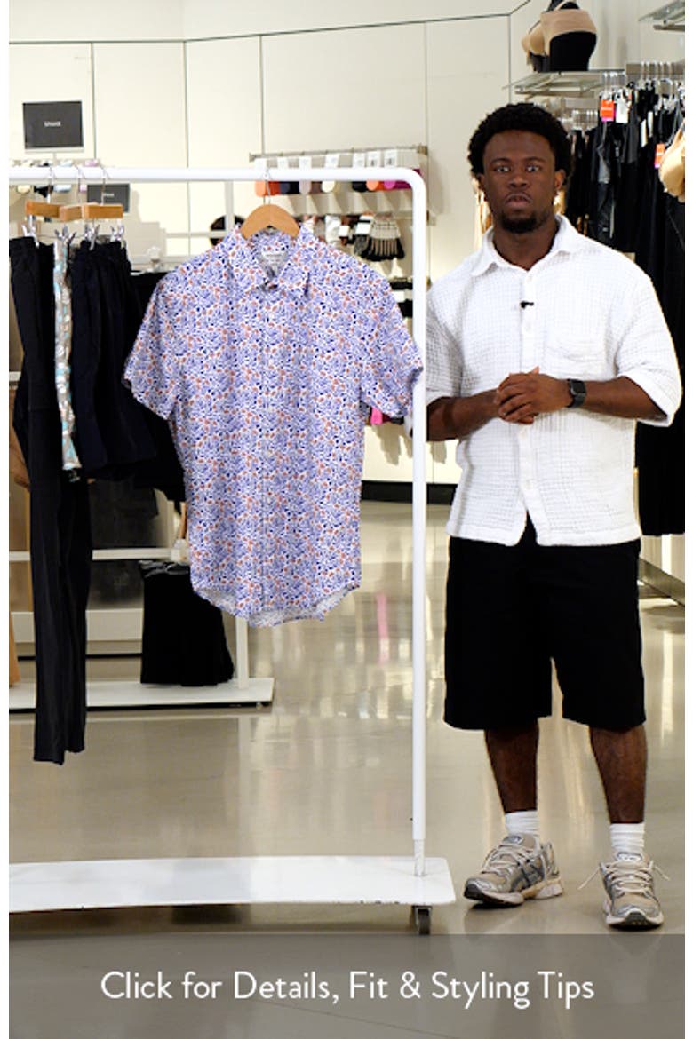 Riviera Slim Fit Floral Short Sleeve Stretch Cotton Button-Up Shirtr video