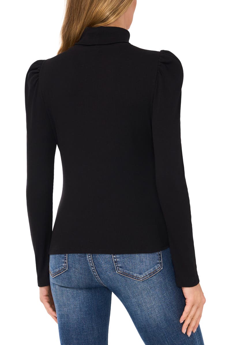 CeCe Gathered Sleeve Turtleneck Top, Alternate, color, Rich Black
