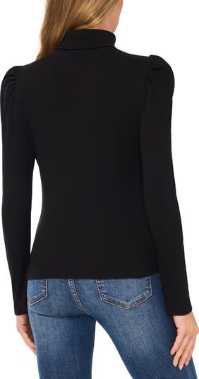 Gathered Sleeve Turtleneck Top