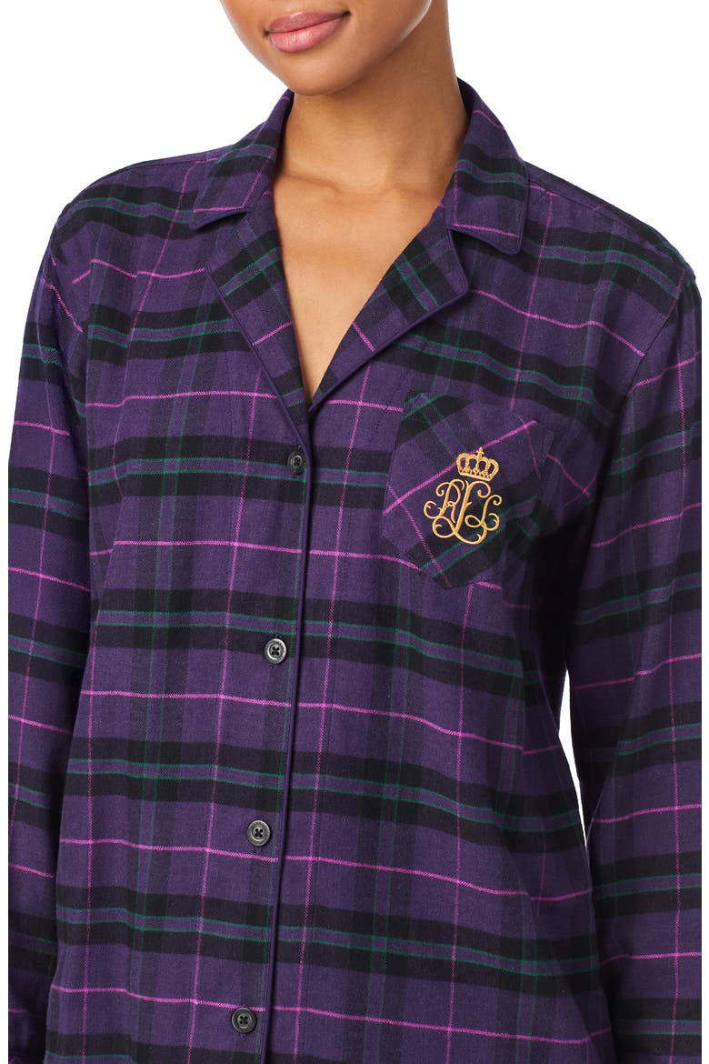 Cotton Blend Pajamas, Alternate, color, PURPLE PLAID